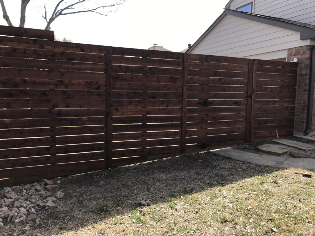 Wood Horizontal Fence With Gate Fort Worth TX